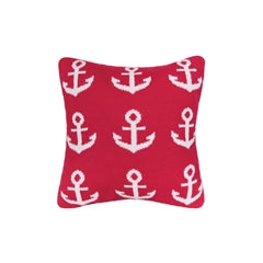 Small Red Anchor Knit Reversible Pillow Chesapeake Bay Goods