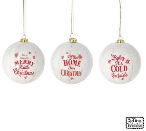 Christmas Ball Ornaments with Messages Box Set of 12 Burton + BURTON