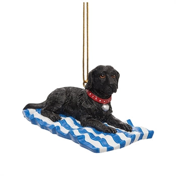 Black Dog on Beach Towel Christmas Ornament - Chesapeake Bay Goods