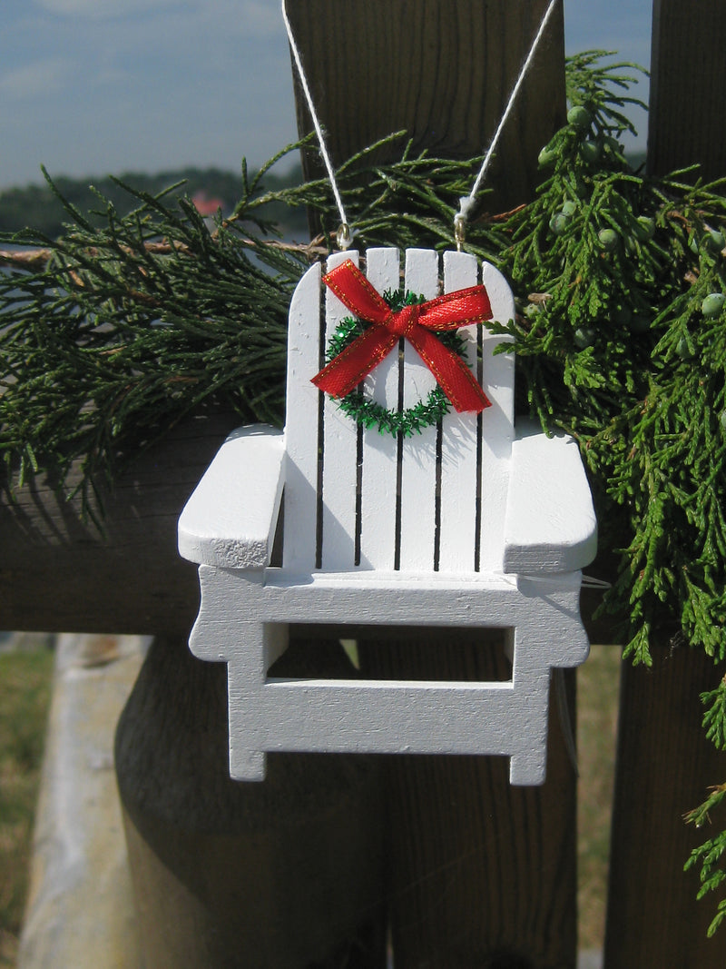 Beach Chair Christmas Ornament with Wreath