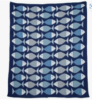 Blue throw with a Big Fish Pattern by In2Green