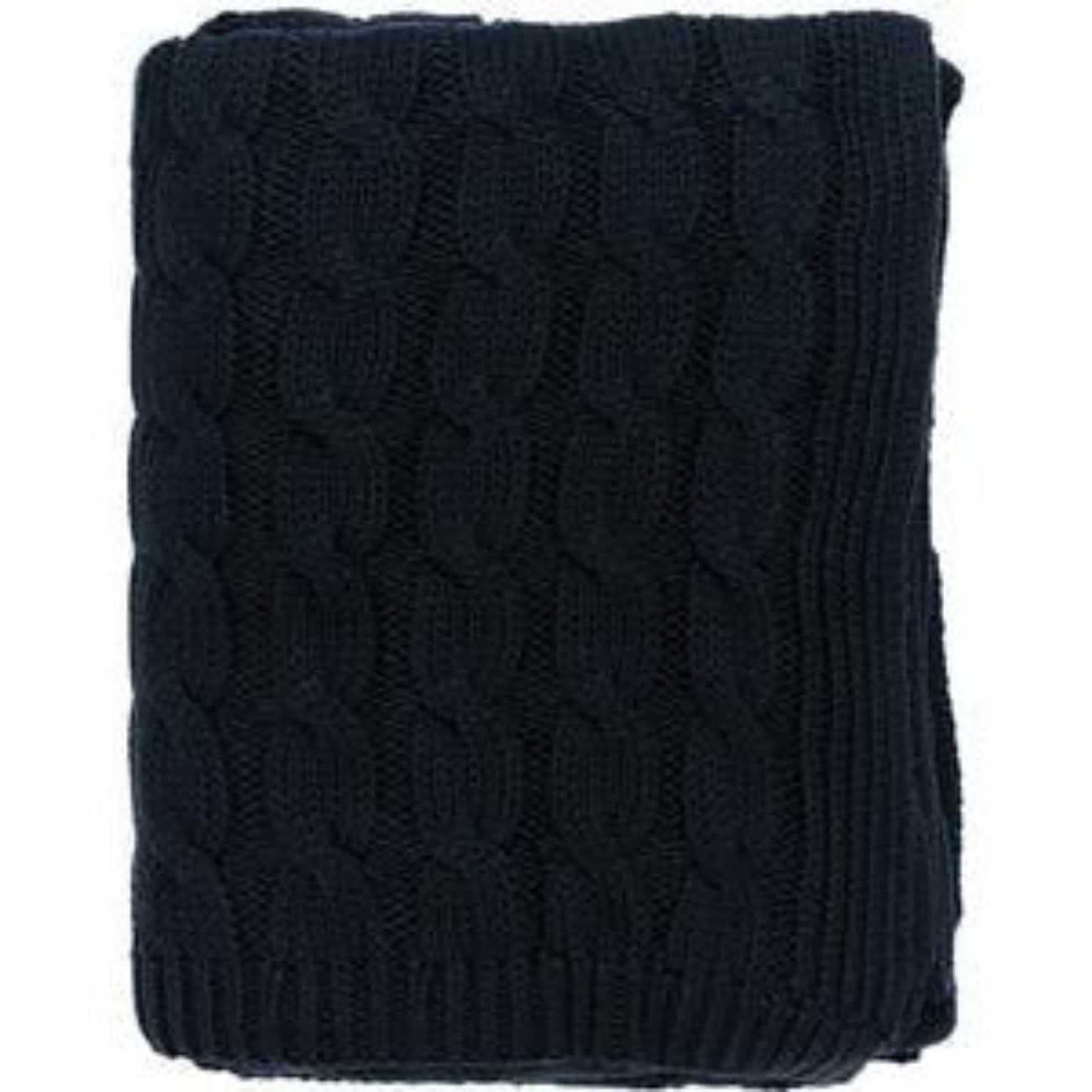Classic and Cozy 100% Cotton Cable Knit Throw Blanket Ivory Navy