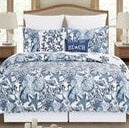 Blue Coast Shells Full Queen Quilt Set