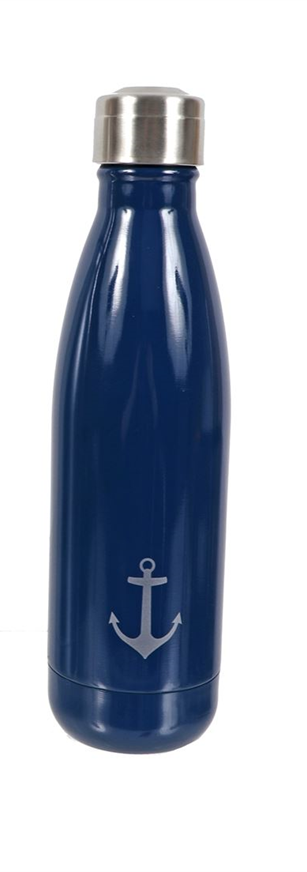 Anchor Pattern Stainless Steel Water Bottle Navy