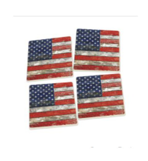 American Flag Patriotic Ceramic Coaster 4 Pack Chesapeake Bay Goods