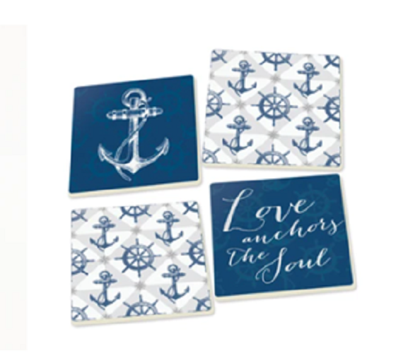 Nautical Anchor Ceramic Coaster 4 Pack