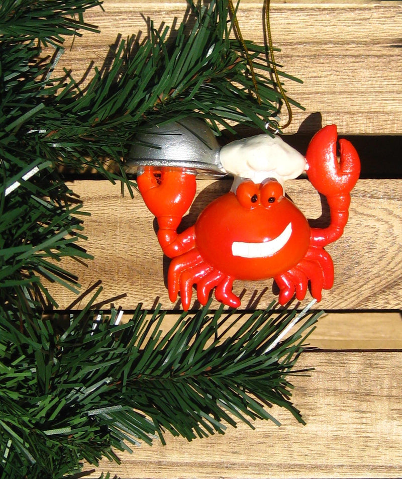Chef Crab Nautical Ceramic Christmas Ornament