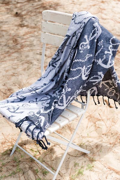 Chenille Anchor Cotton Throw - Chesapeake Bay Goods