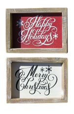 Merry Christmas and Happy Holidays Wood Block Set