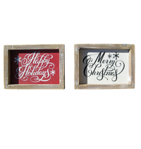 Merry Christmas and Happy Holidays Wood Block Set