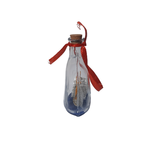 Clipper Sailboat in a Flat Bottle