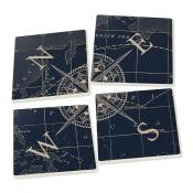 Nautical Compass Rose Ceramic Coaster 4 Pack - Chesapeake Bay Goods