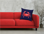 Navy PiIllow with Red Crab Chesapeake Bay Goods