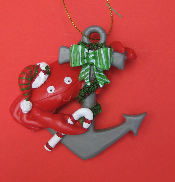 Red crab on anchor nautical Christmas Ornament Chesapeake Bay Goods