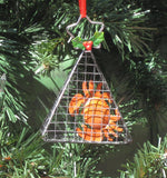 Wire cage with crab ornament