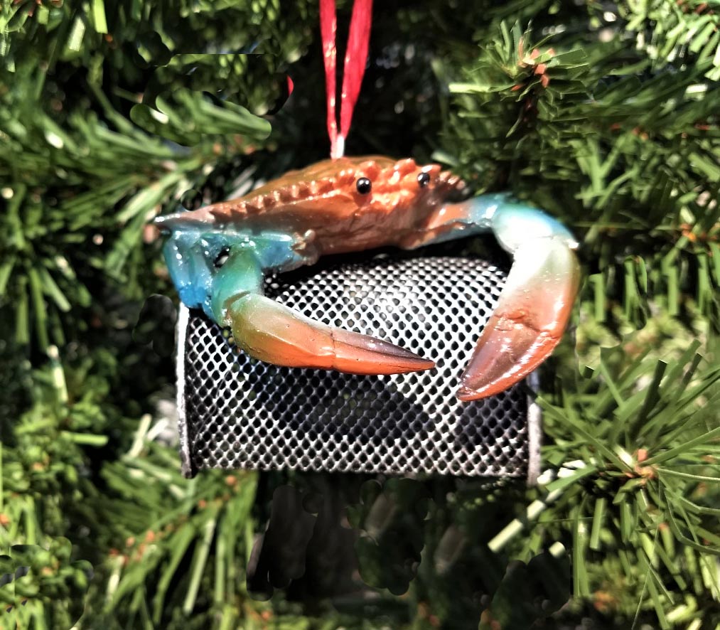 Blue Crab on Wire Cage Christmas Ornament Chesapeake Bay Goods