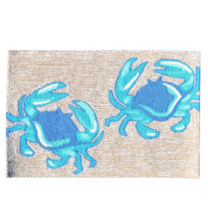 Blue Crab Hand Hooked Indoor and Outdoor Rug