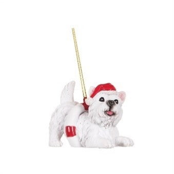 Dog with Life Preserver and Santa Hat Ornament