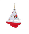 Nautical Sailboat Christmas Ornament with Decorations on Sail