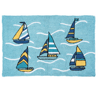 Coastal Blue Dockside Rug with Sailboats