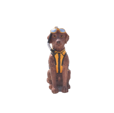 Ceramic Chocolate Lab Dog with Swimming Gear Christmas Ornament
