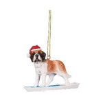 Dog Surfing with Santa Hat Christmas Ornament