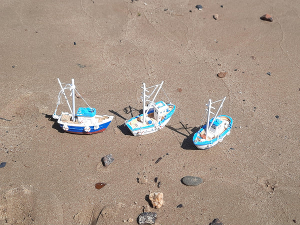 Fishing Vessel Christmas Ornaments with 3 different fishing boat types