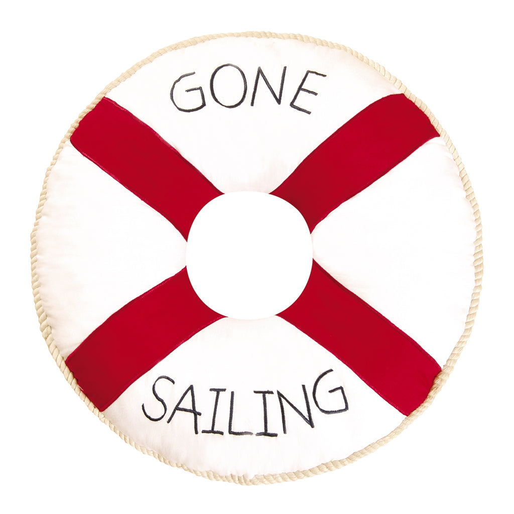 Life Preserver Gone Sailing Pillow White Chesapeake Bay Goods