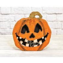 Large Wood Grinning Pumpkin - Chesapeake Bay Goods