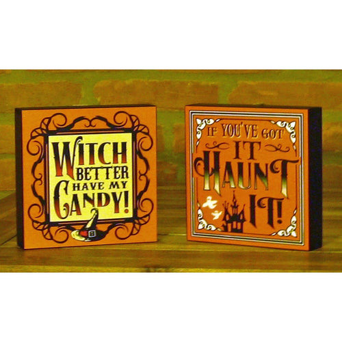 Halloween Wood Block Wall Signs - Chesapeake Bay Goods