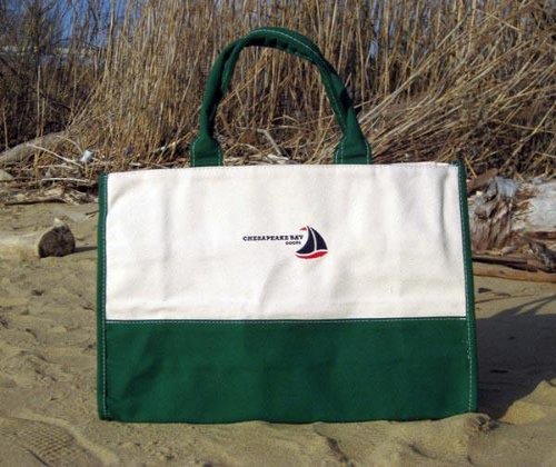 Hampton Canvas Rectangular Green Tote