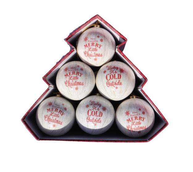 Christmas Ball Ornaments with Messages Box Set of 12