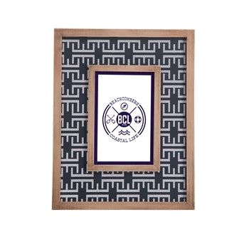 Navy White Pattern with Wood Photo Frame - Chesapeake Bay Goods