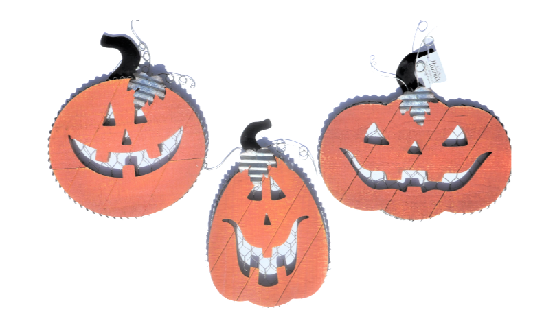 Jack O Lantern Wood and Wire Pumpkin Set 