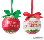 Merry Christmas Ball Ornament with Bow, Set of 14