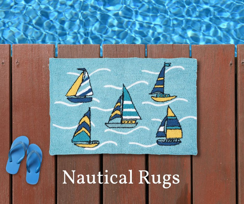 Dockside Blue Hooked Sailboat Accent Rug by C&F Home