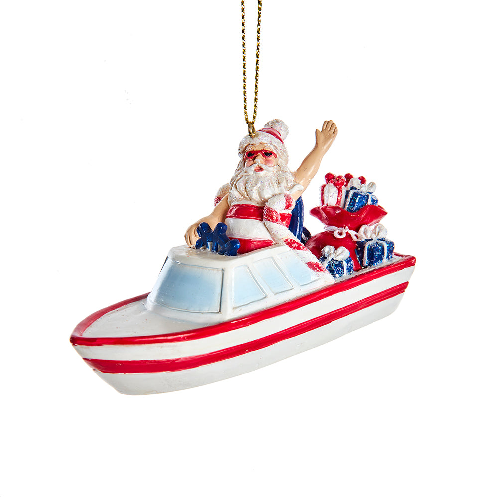 Nautical Santa Speedboat Ornament