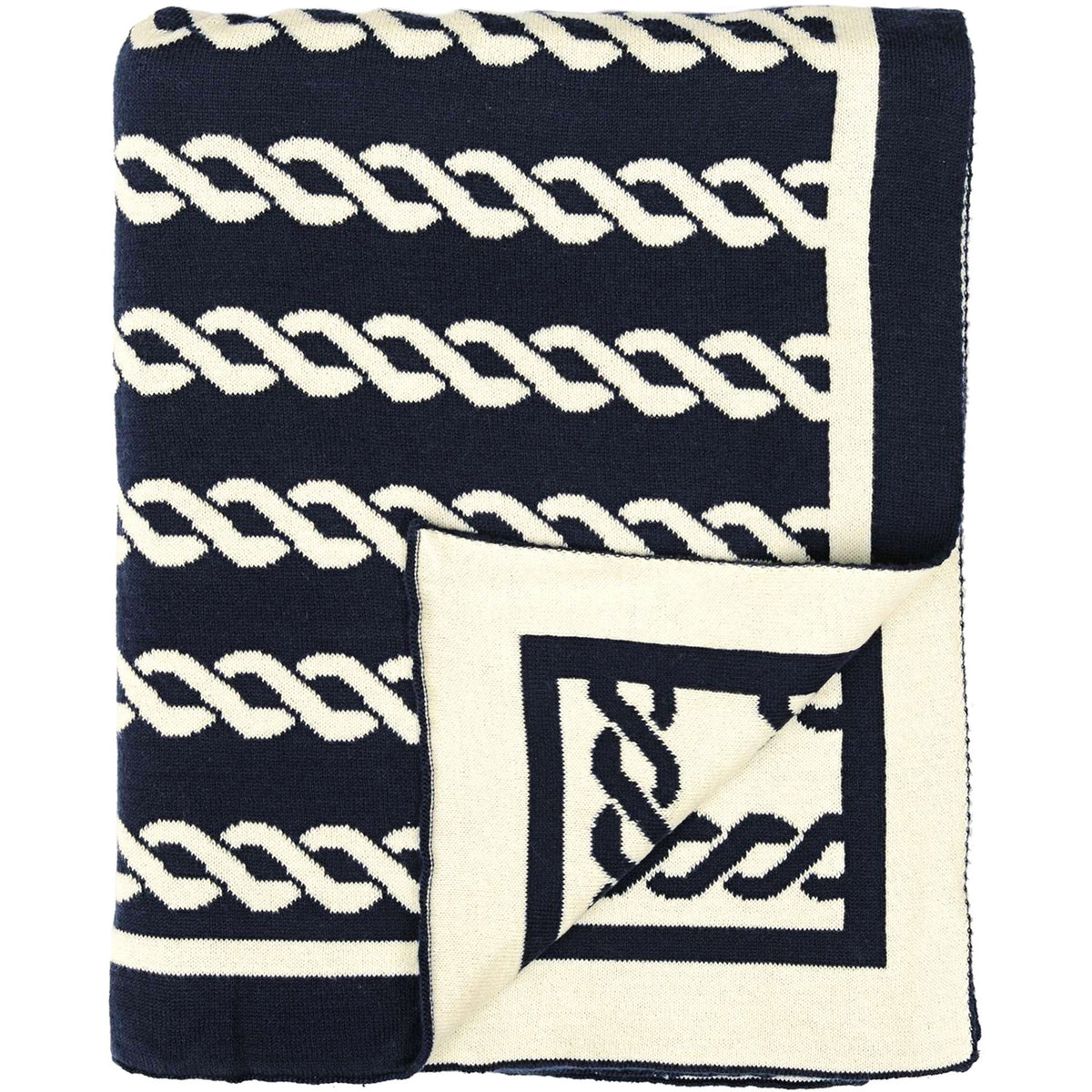 Navy Nautical Cotton Throw by Darzzi - Chesapeake Bay Goods