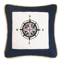 Navigation Compass Pillow White and Blue Chesapeake Bay Goods