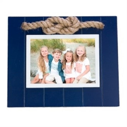 Nautical Photo Frame - Blue & White Frame with Rope Accent Chesapeake Bay Goods
