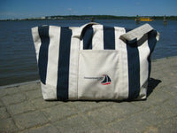 Large Navy Striped Beach Canvas Tote - Chesapeake Bay Goods