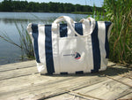 Large Navy Striped Beach Canvas Tote - Chesapeake Bay Goods