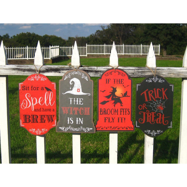 Witch Wood Halloween Decor Hanger Set of 4 - Chesapeake Bay Goods
