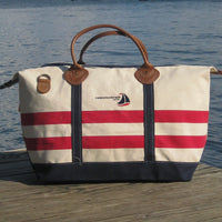 Red, White, Blue Striped Canvas Weekender Tote Bag - Chesapeake Bay Goods