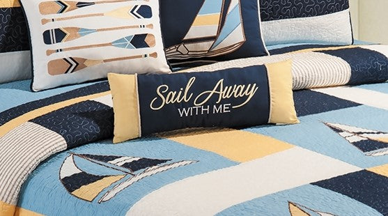Sail Away With Me Rectangular Embroidered Pillow