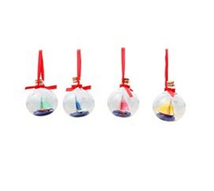 Sailboat in a Bottle Ornament - Set of 4