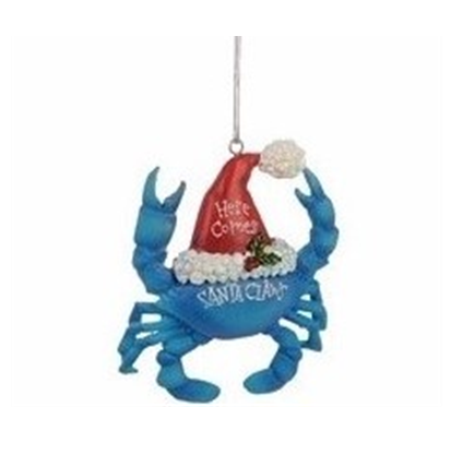 Santa Claws Blue Crab Christmas Ornament