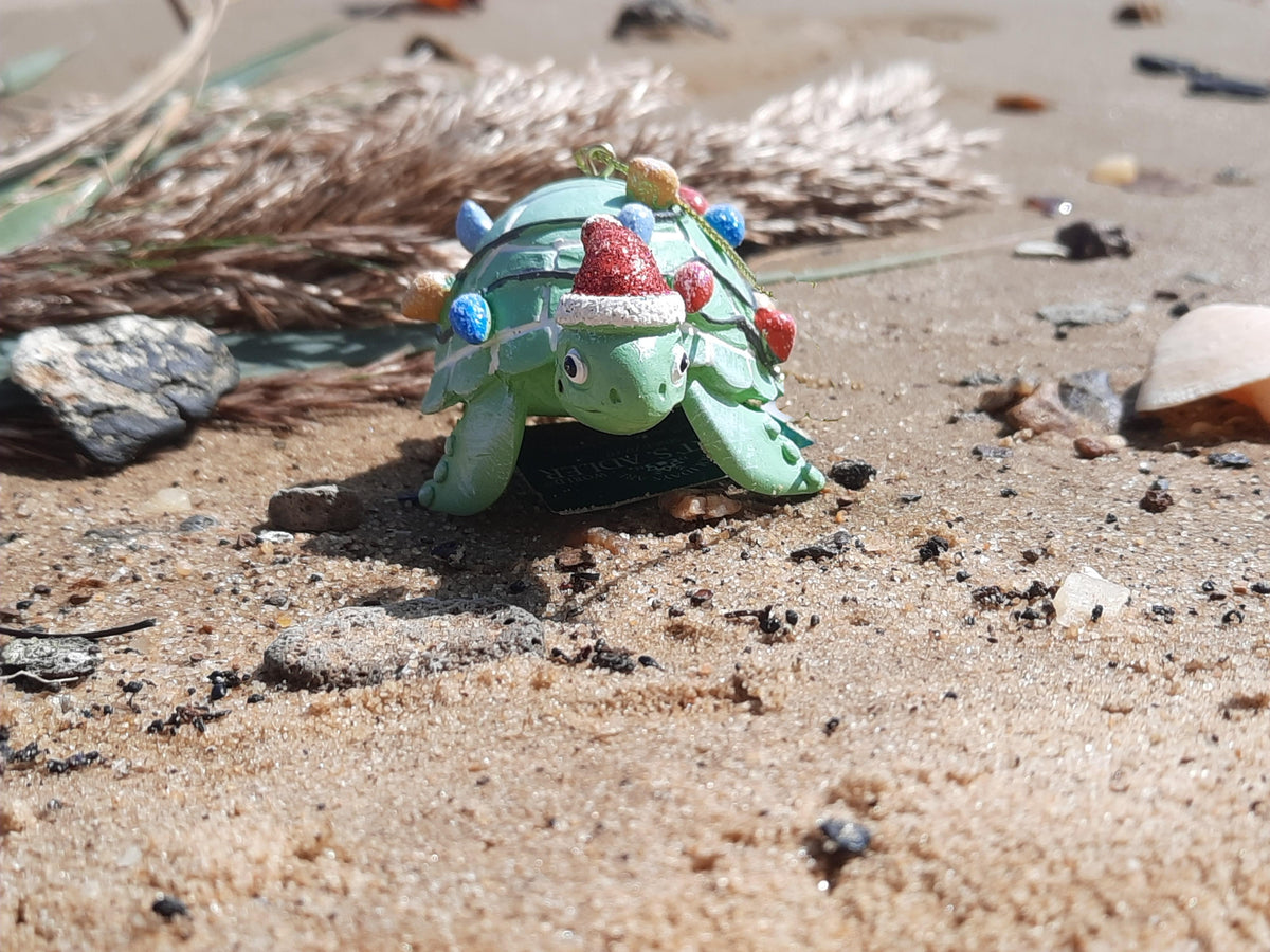 Whimsical Green Sea Turtle Christmas Ornament