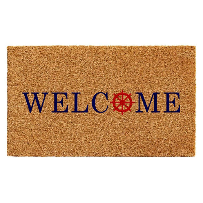 Welcome with Ships Wheel Door Mat