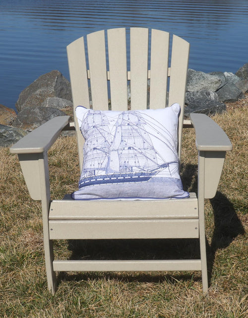 Ship with Sails White Cotton Square Pillow - Chesapeake Bay Goods